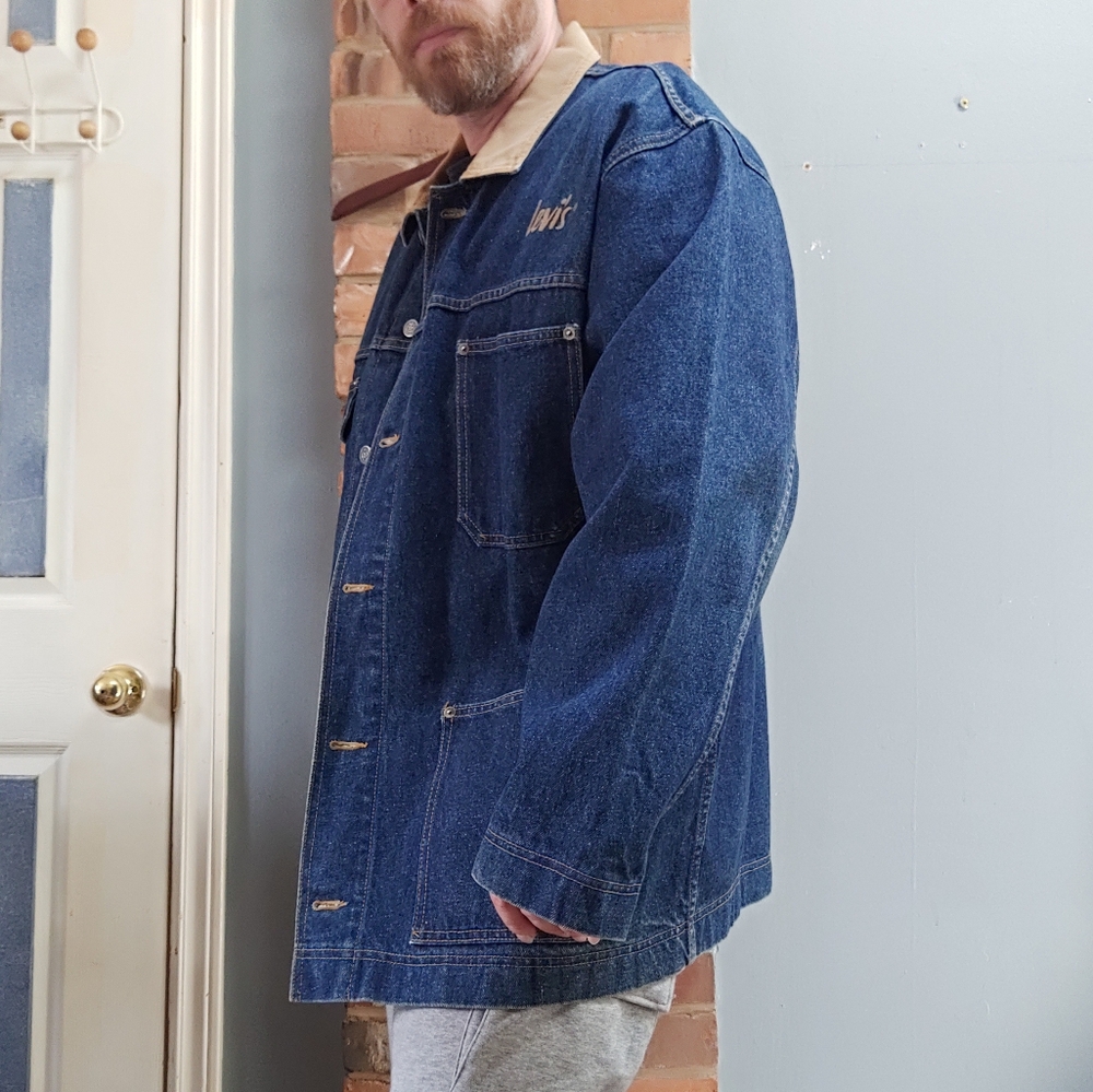 Rare Vintage 80's Levi's Blue Denim Chore Jacket Men's Size XL Made In Canada - Picture 15 of 15